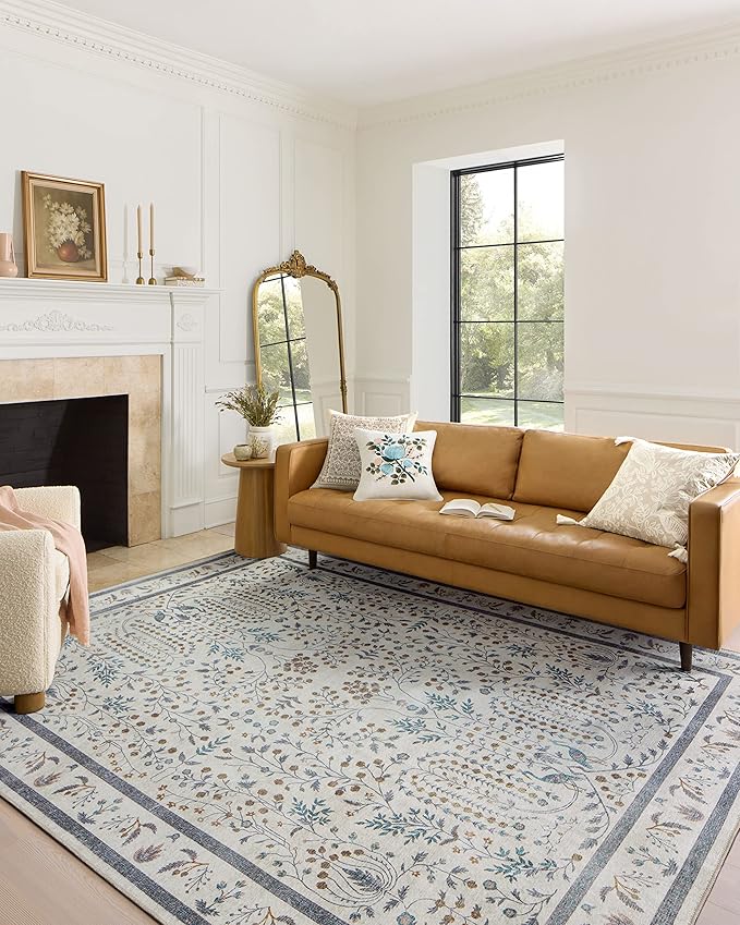 Loloi Rifle Paper Co. Maison Collection MAO-05 Wisteria Cream 2'-6" x 7'-6", .19" Pile Height, Runner Rug