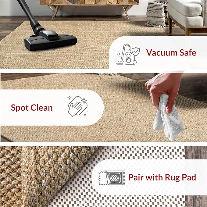 nuLOOM Alessi Solid Farmhouse Cotton Area Rug, 4x6, Beige