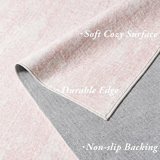 Pink Entryway Rugs, Boho Abstract Modern Cute Runner Rug for Hallway,3x8