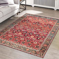 vivorug 6x9 Area Rug, Ultra-Soft Washable Rug for Living Room, Dinner Room, Bedroom, Non-Slip Vintage Red Rug, Indoor Carpet Large Area Rug