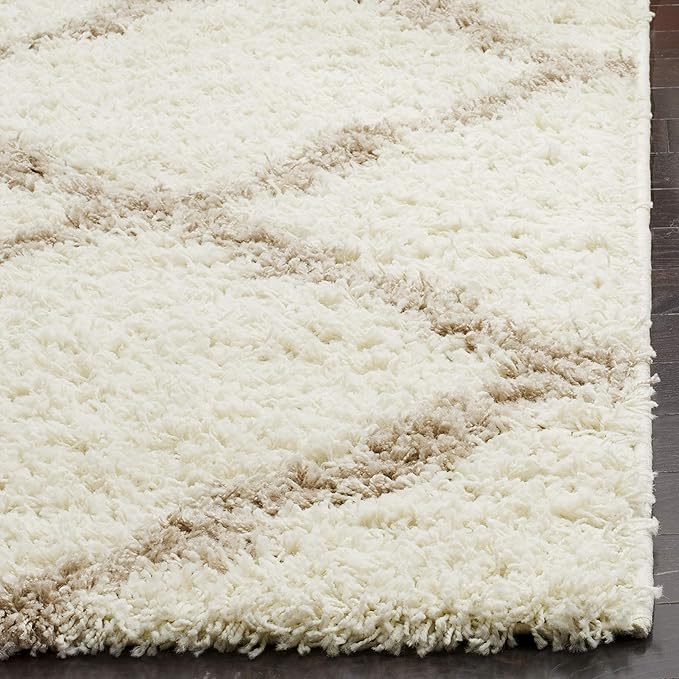 SAFAVIEH Dallas Shag Collection Area Rug - 10' Square, Ivory & Beige, Trellis Design, Non-Shedding & Easy Care, 1.5-inch Thick Ideal for High Traffic Areas in Living Room, Bedroom (SGD257B)
