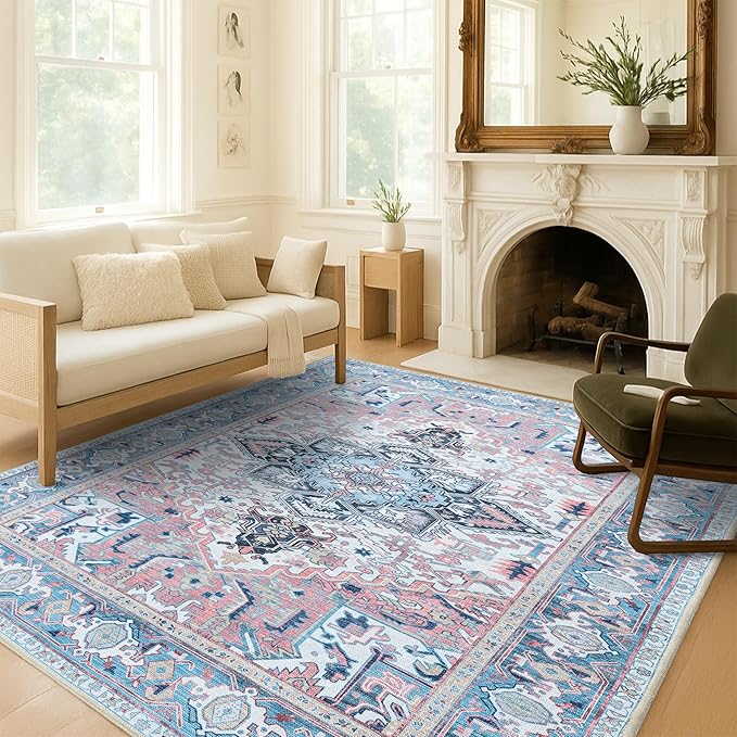 Washable Area Rug. Modern Farmhouse. Vintage. Turkish. Bohemian. Distressed. Oriental. Traditional. Rugs for Living Room. Dining. Bedroom. Office. Entryway. Foyer. (861NT, 2'5" x 4'9")