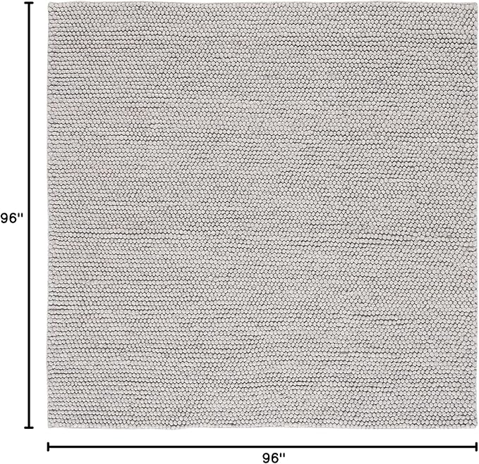SAFAVIEH Natura Collection Area Rug - 8' Square, Silver, Handmade Wool Blend, Textured Design, Ideal for Living Room, Bedroom, Dining Space (NAT620C)