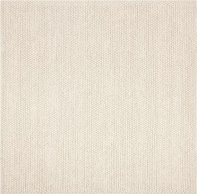 SAFAVIEH Natura Collection Area Rug - 6' Square, Ivory, Handmade Wool Blend, Textured Design, Ideal for Living Room, Bedroom, Dining Space (NAT620A)
