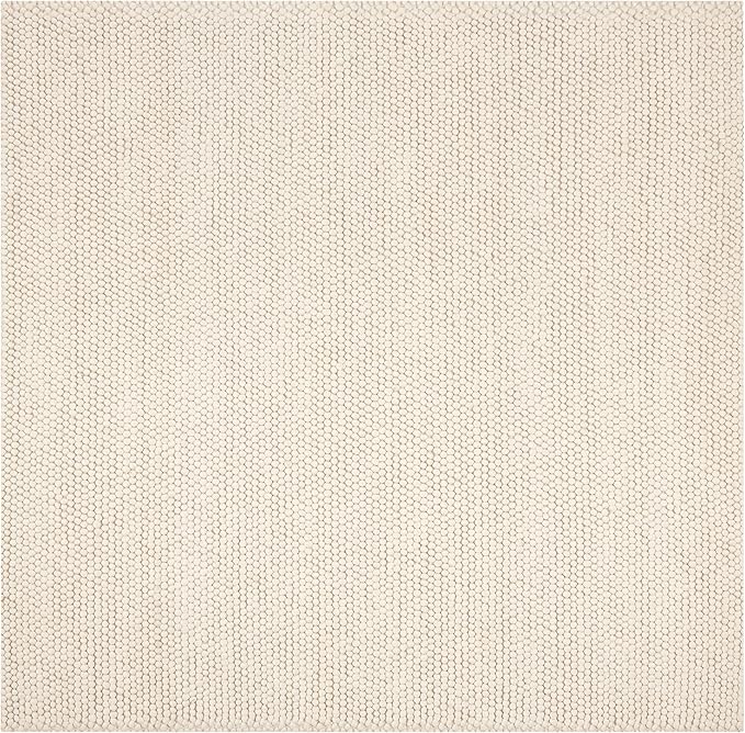 Safavieh Natura Collection Area Rug - 5' Square, Ivory, Handmade Wool Blend, Textured Design, Ideal for Living Room, Bedroom, Dining Space (NAT620A)