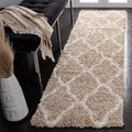 SAFAVIEH Dallas Shag Collection Runner Rug - 2'3" x 10', Beige & Ivory, Trellis Design, Non-Shedding & Easy Care, 1.5-inch Thick Ideal for High Traffic Areas in Living Room, Bedroom (SGD257D)