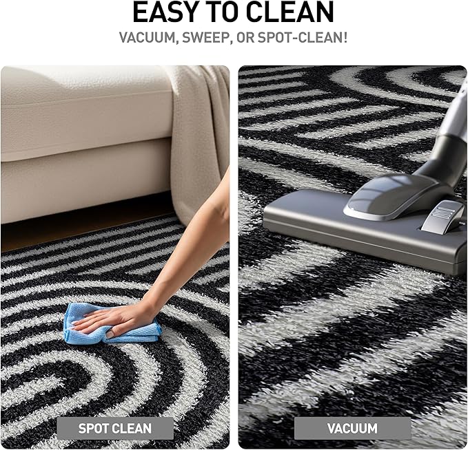 Rugshop Abstract Arch Shag Runner Rug Anthracite Dark Gray 2' 3" x 8' Perfect for Hallways, Kitchens, or Behind The Sofa