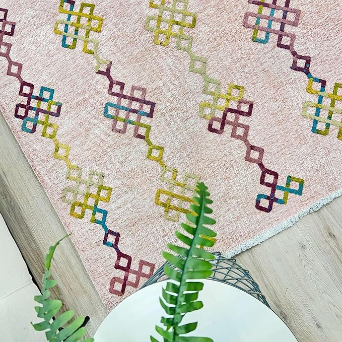 Alfa Rich 3x5 Light Pink Washable Area Rugs for Living Room Bedroom Kitchen Girls Decor Runner