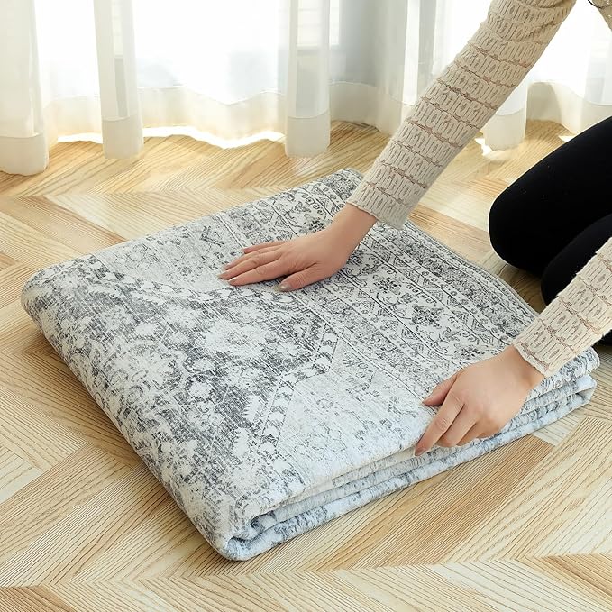 Washable Area Rugs 6x9,Boho Area Rug,Collapsible Area Rug for Bedroom, Entryway, Kitchen, Bathroom
