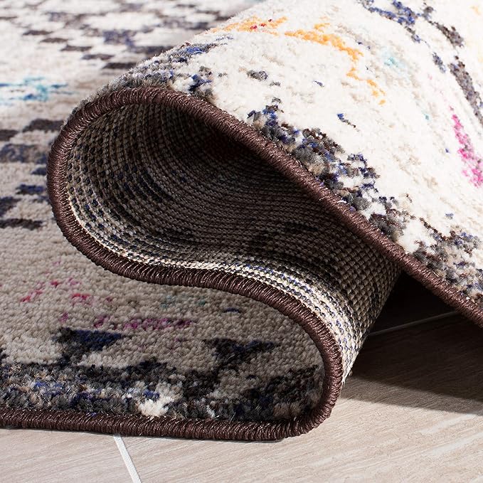 SAFAVIEH Madison Collection Runner Rug - 2'2" x 16', Black & Yellow, Boho Diamond Distressed Design, Non-Shedding & Easy Care, Ideal for High Traffic Areas in Living Room, Bedroom (MAD418Z)