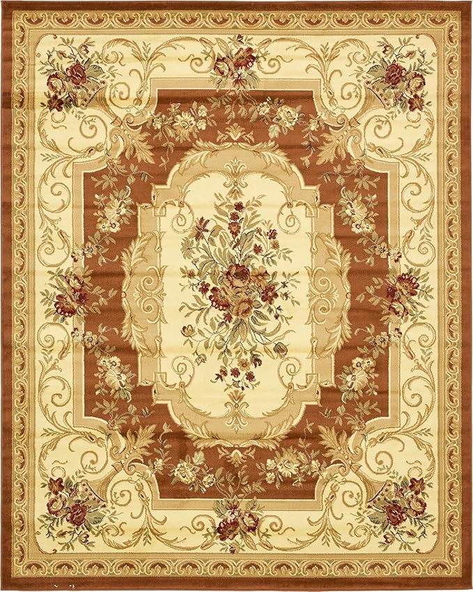 Rugs.com Chateau Collection Rug – 10' x 13' Brick Red Medium Rug Perfect for Living Rooms, Large Dining Rooms, Open Floorplans