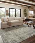 Loloi Magnolia Home by Joanna Gaines Sinclair Collection SIN-04 Natural/Sage 3'-6" x 5'-6", .25" Pile Height, Machine Washable, Accent Rug