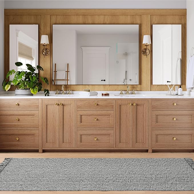 Collive Long Hallway Runner Rug 2.6' x 8', Washable Runners Indoor Entryway Rug, Grey/Cream Braided Woven Kitchen Rugs Low-Profile Front Door Floor Carpet for Laundry Room Bedroom Doorway