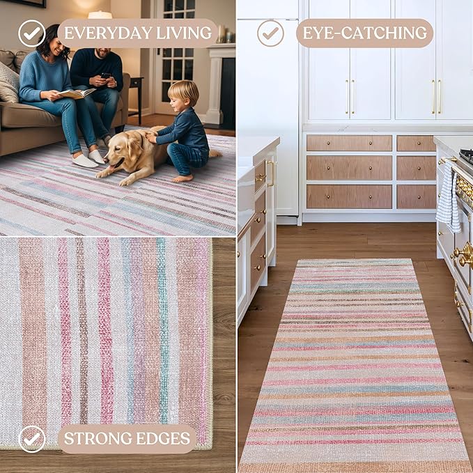 Oushak Rug, Turkish Vintage Floral Pastel Large Oversized Area Rugs for Living Room Dining Bedroom Kitchen Bathroom Nursery Runner Rugs (865MM, 2' x 3')