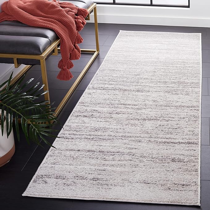 SAFAVIEH Adirondack Collection Runner Rug - 2'6" x 14', Ivory & Silver, Modern Ombre Design, Non Shedding & Easy to Clean, Ideal for Hallway, Foyer, Kitchen, Entryway, Bedroom (ADR113B)