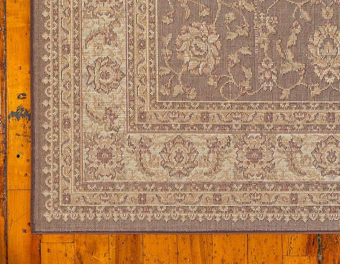 Unique Loom Voyage Collection Traditional Oriental Classic Intricate Design Area Rug (6' 0 x 6' 0 Square, Brown/Ivory)
