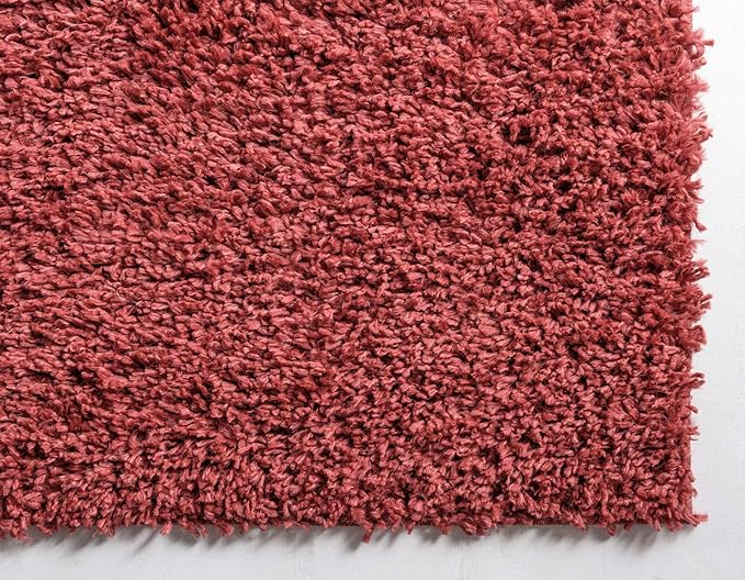 Unique Loom Davos Shag Collection Area Rug - Solid (5' 3" x 8' Rectangle, Poppy)