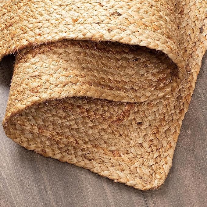 KEMA Handwoven Rectangular Jute Braided Rug 2'x3 ft' – Natural Reversible Farmhouse Boho Rug for Entryway, Kitchen, Living Room & Indoor Outdoor Use