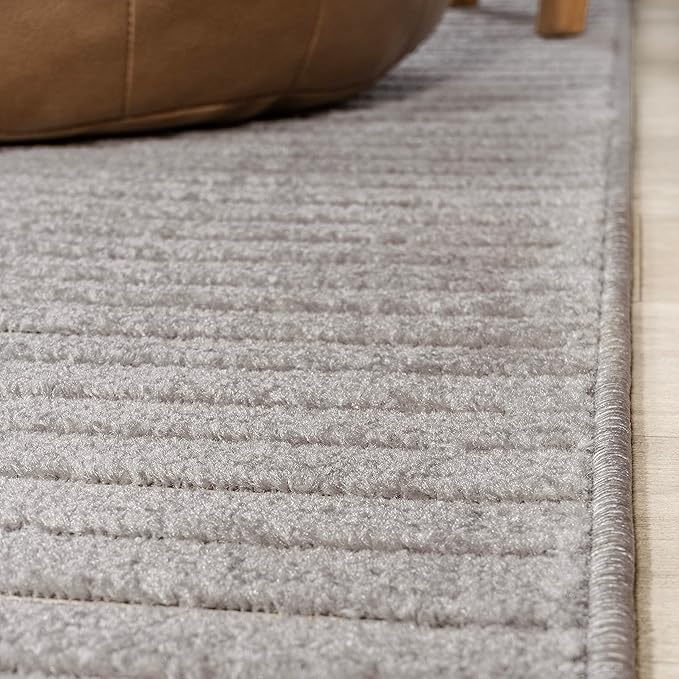 JONATHAN Y Hallie High-Low Curve Gray/Ivory Indoor/Outdoor Area Rug, 10x14, Minimalist, Pet Friendly, Non-Shedding, Stain Resistant, Hose-Washable for Backyard, Patio, Porch (SCN100A-14)