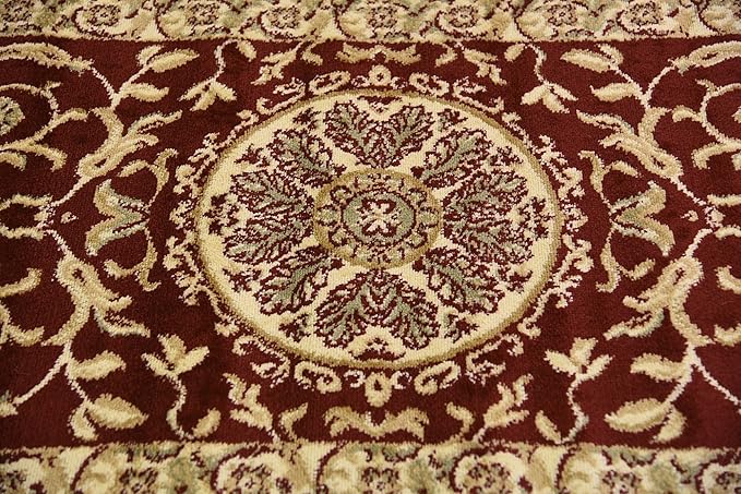 Unique Loom Versailles Collection Traditional Classic Medallion Floral Motif Area Rug (2' 7 x 10' 0 Runner, Burgundy/ Ivory)