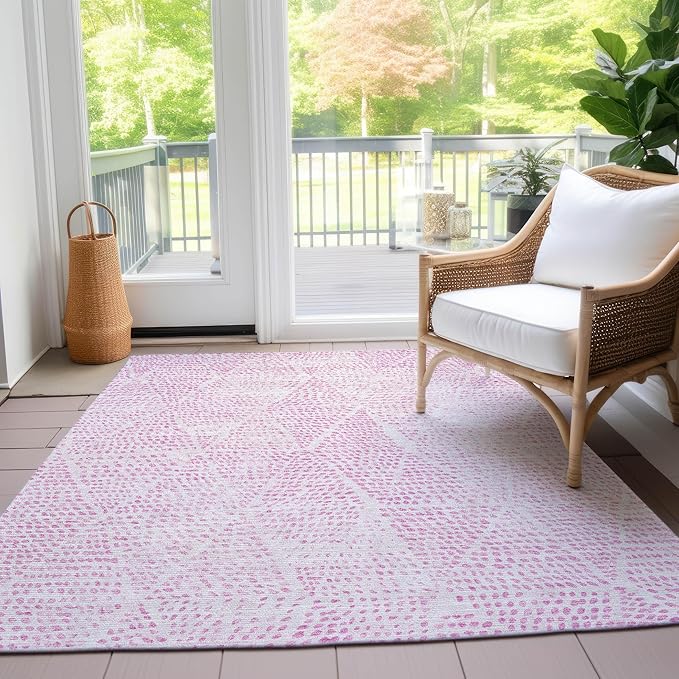 Addison Rugs Chantille ACN591 Pink 3' x 5' Indoor Outdoor Area Rug, Easy Clean, Machine Washable, Non Shedding, Bedroom, Living Room, Dining Room, Kitchen, Patio Rug
