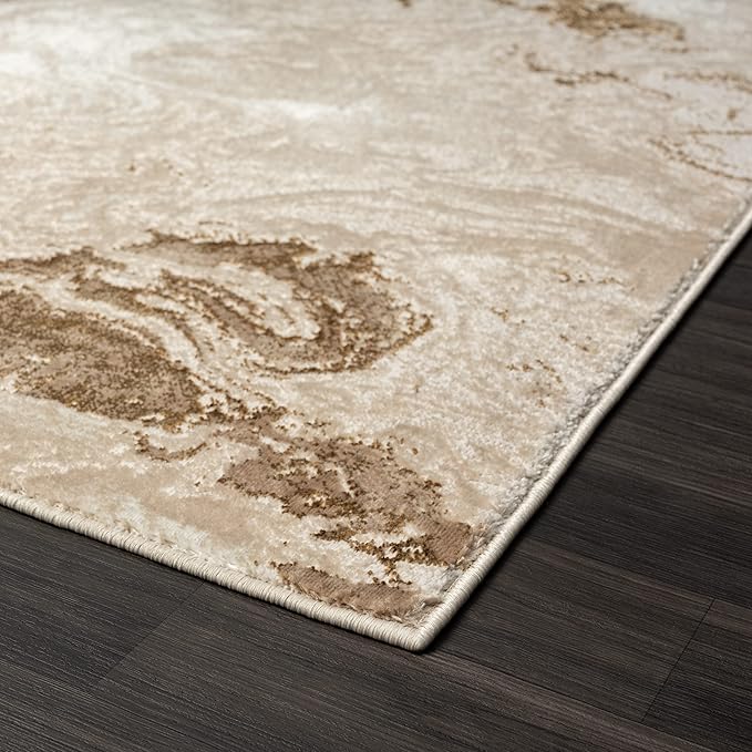LUXE WEAVERS Marble Swirl Abstract Area Rug, Beige 2x7