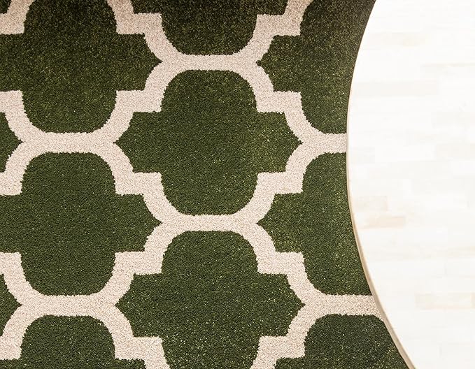 Rugs.com Lattice Collection Rug – 10 Ft Runner Dark Green Medium Rug Perfect for Hallways, Entryways