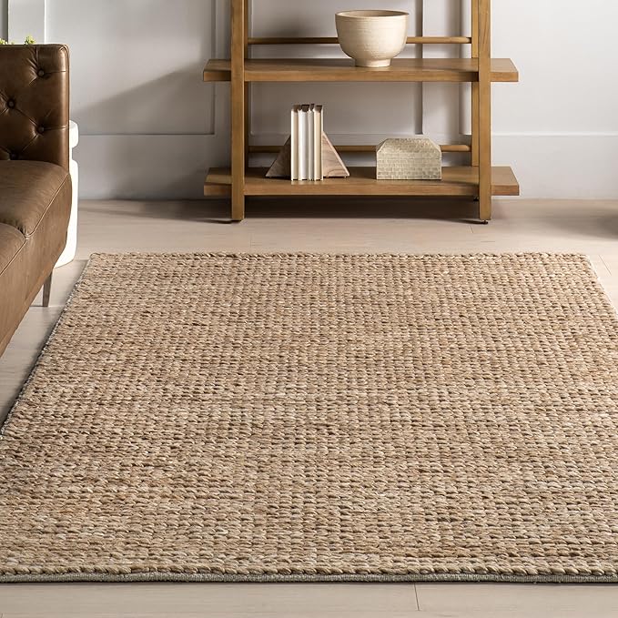 Nuloom Penelope Tan, 6' x 9', Hand-Braided, Wool & Cotton, Soft and Textured, High Traffic, Stain Resistant, Easy Clean, Durable Area Rug for Bedroom, Living Room, Dining, Foyer, Entryway