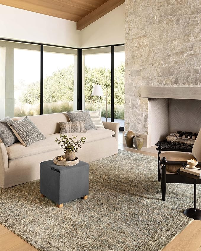 Loloi Amber Lewis Morgan Collection MOG-04 Sea/Sage 7'-3" x 9'-3" 38" Thick Area Rug feat. CloudPile, Neutral, Room Décor, Vintage Inspired, Livingroom, Bedroom, Dining Area