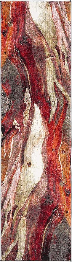 SAFAVIEH Glacier Collection 2'3" x 6' Red / Multi GLA126A Modern Abstract Non-Shedding Living Room Entryway Foyer Hallway Bedroom Runner Rug