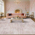 Modern Rugs for Living Room 10x14 - Contemporary Dusty Pink Extra Large Area Rug for Dining Room Table, Foldable Thin Lightweight Non Slip Abstract Distressed Medallion Print Pattern