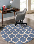 Rugs.com Lattice Collection Rug – 6 Ft Round Light Blue Medium-Pile Rug Perfect for Kitchens, Dining Rooms