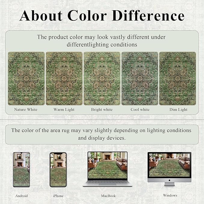 6x9 Area Rugs for Living Room Ultra-Soft Washable Rug Vintage Distressed Boho Area Rug, Non-Slip Retro Print Low Pile Stain Resistant Carpet for Bedroom Dining Room Kitchen Office