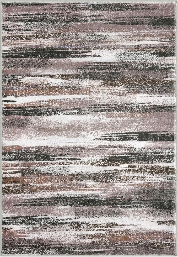 Modern Abstract Entryway Rug Indoor 2x3 Washable Rug Non-Slip Soft Small Area Rug Dark Light Brown White Kitchen Mats Thin Print Faux Wool Floor Carpet Throw Rugs Backdoor Mat for Entry