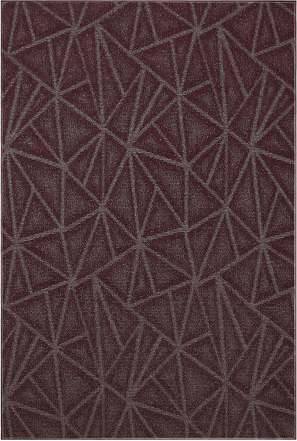 Furnish my Place Geometrical Pattern Indoor/Outdoor Refine Burgundy Abstract Area Rug, Home Decor Mat, Contemporary Rug for Living Room, Made in USA -2' x 6' Rectangle
