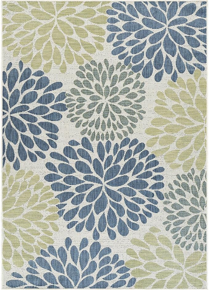 Beverly Rug Outdoor Rug 5x7 Modern Exotic Tropical Leaf Area Rugs for Indoor and Outdoor Patio Deck Porch Garden Water Resistant Washable Outside Carpet (5 x 7 Olive)