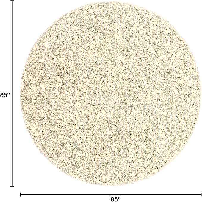 Unique Loom Solid Shag Collection Area Rug (7' 1" Round, Pure Ivory)