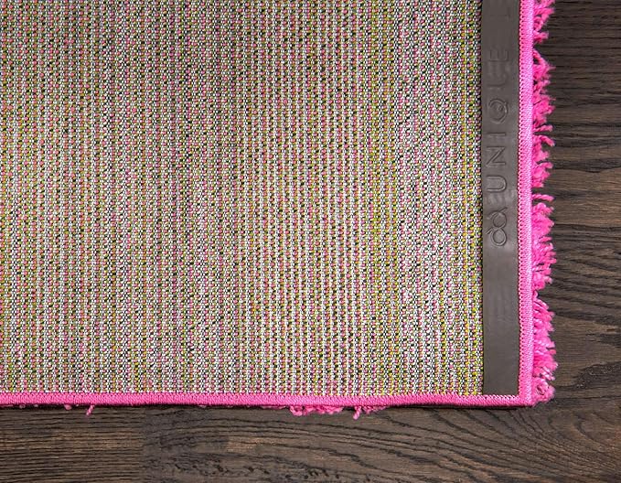 Unique Loom Solid Shag Collection Area Rug (8' x 10' Rectangle Taffy Pink)
