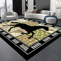Western Horse Print Rugs 5x6ft,Boho Floral Area Rug, Botanical Print Low Pile Carpet, Stain-Resistant & Machine Washable Non-Slip Mat for Living Room, Bedroom, Dining Room