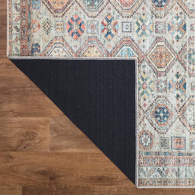 Keen Home Design 10x14 Rug - Machine Washable Area Rug with Non-Slip Backing, Ideal for Living Room, Dining Room, Bedroom - Vintage, Easy Clean, Durable, Low Pile Rug - (9'7" x 14')