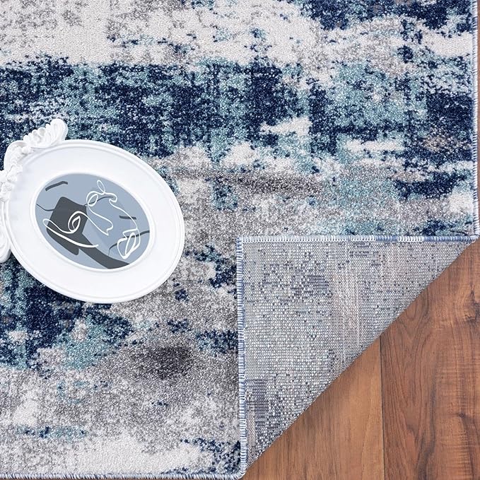 LUXE WEAVERS Euston Collection D.Blue-L.Blue 9x12 Modern Abstract Area Rug