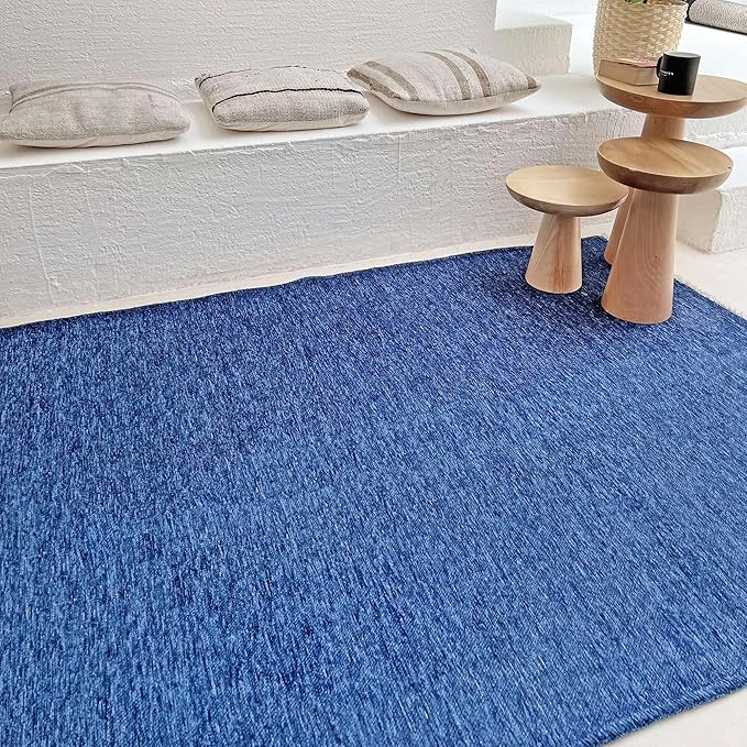 Alfa Rich 3x5 Dark Blue Washable Area Rugs for Living Room Bedroom Kitchen Cotton Decor Solid Runner