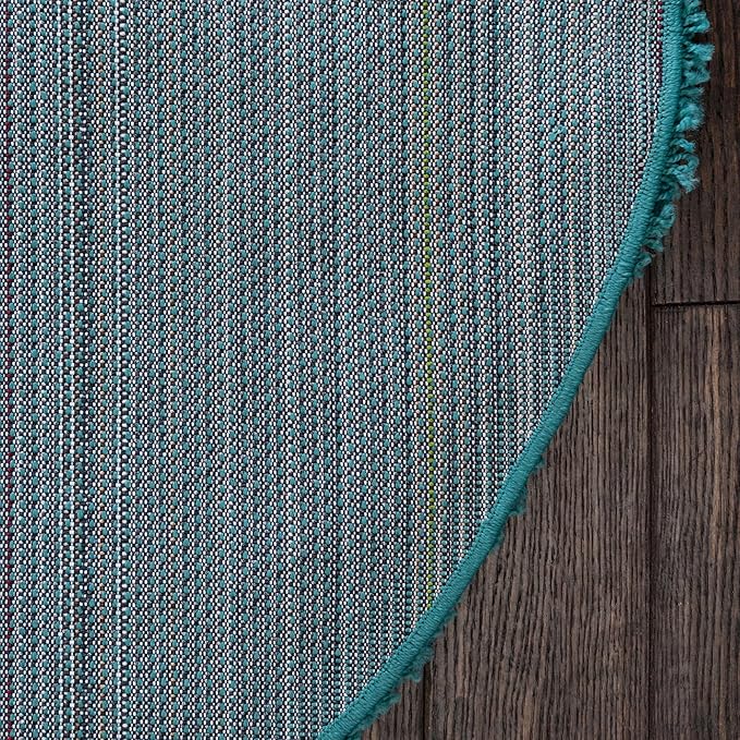 Unique Loom Solid Shag Collection Area Rug (5' 3" Round, Deep Aqua Blue)