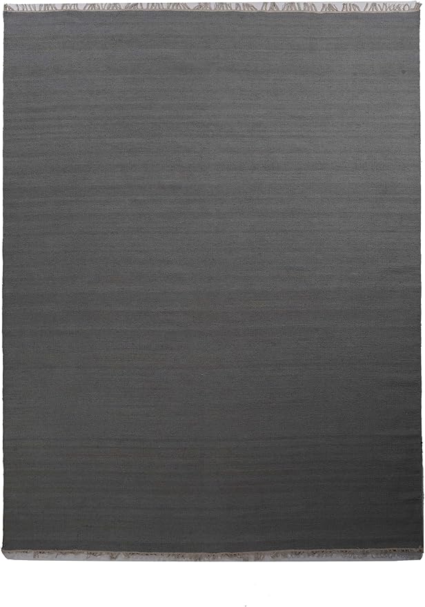 Rugsotic Carpets Hand Woven Flat Weave Kilim Wool 3'x5' Area Rug Solid Charcoal D00111