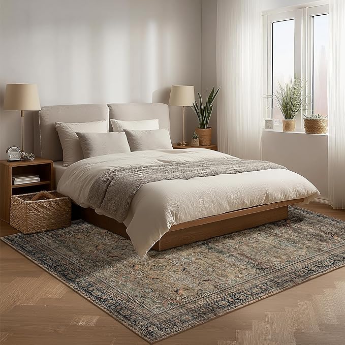 Area Rug Non Slip Machine Washable Ultra Soft Living Room/Bedroom/Kitchen/Outdoor/Classroom Vintage Brown, 5'×7'