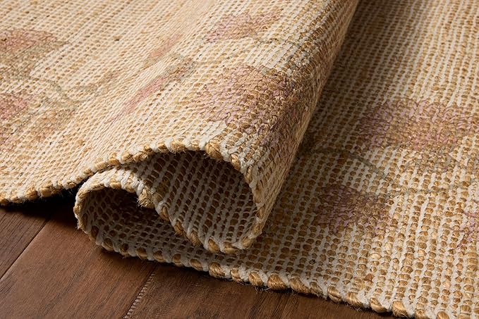 Loloi Chris Loves Julia Rue Collection RUE-05 Natural/Multi 2'-3" x 3'-9" Accent Rug Jute Neutral Floral Living Room Bedroom Rug
