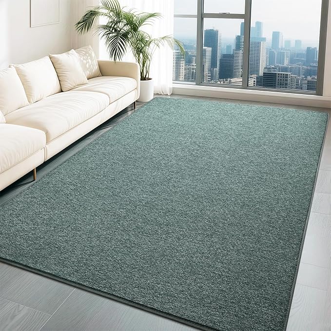 HQAYW 6x9 Large Area Rugs for Living Room Bedroom, Modern Thickened Memory Foam Soft Rug, Low Pile Minimalist Washable Non Slip Carpets for Kids Girls Boys Nursery Dorm Home Decor, Grey Green