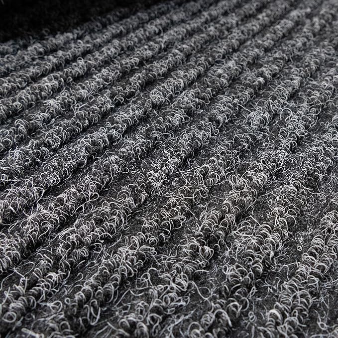 English Home Custom Size Non Slip Striped Design Durable Anti Slip Back Tough Pile Runner Rug for Hallway, Outdoor, Indoor, Commercial, Residential, Pool, Office (Dark Gray, 26" x 15')