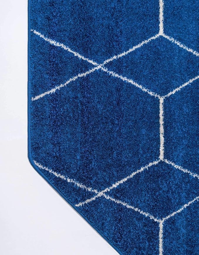 Unique Loom Trellis Frieze Collection Area Rug - Geometric (7' 10" Octagon, Navy Blue/ Ivory)