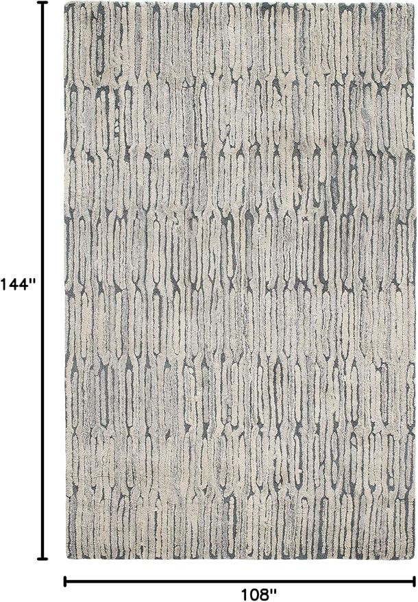 Dash and Albert Malone Everglade Hand Tufted Wool Rug, 9 X 12 Feet, Blue Graphic Pattern - Premium Luxury Hotel Quality Soft Breathable Hypoallergenic Machine Washable Easy Care All Season
